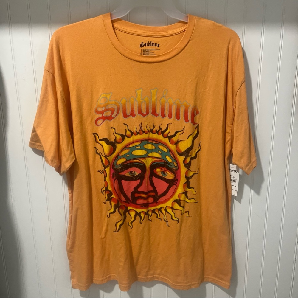 Sublime Men's T-Shirt Orange Short-sleeve Band Music Beach Stoner NEW